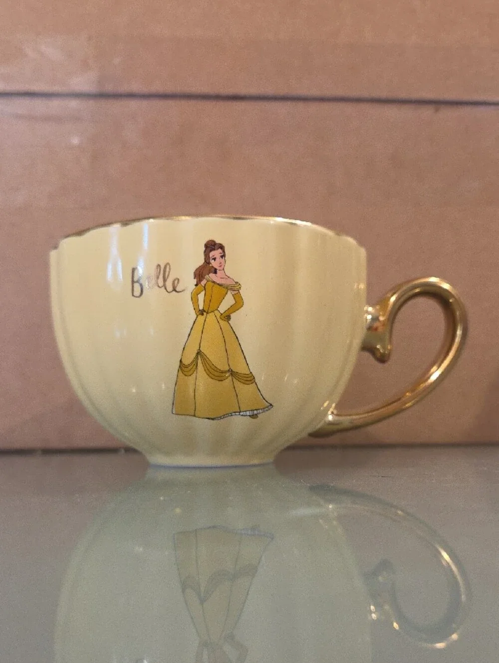 Disney Princess Belle Gold Trim Scallop Tea Cup Beauty And The Beast